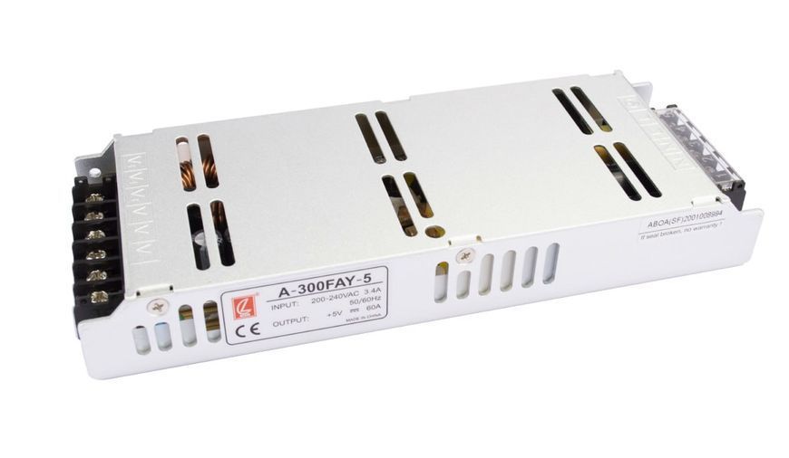 CZCL A-300FAY-5 LED Power Supply 5V 60A 300W, Low Profile, 212&times;82&times;31 mm
